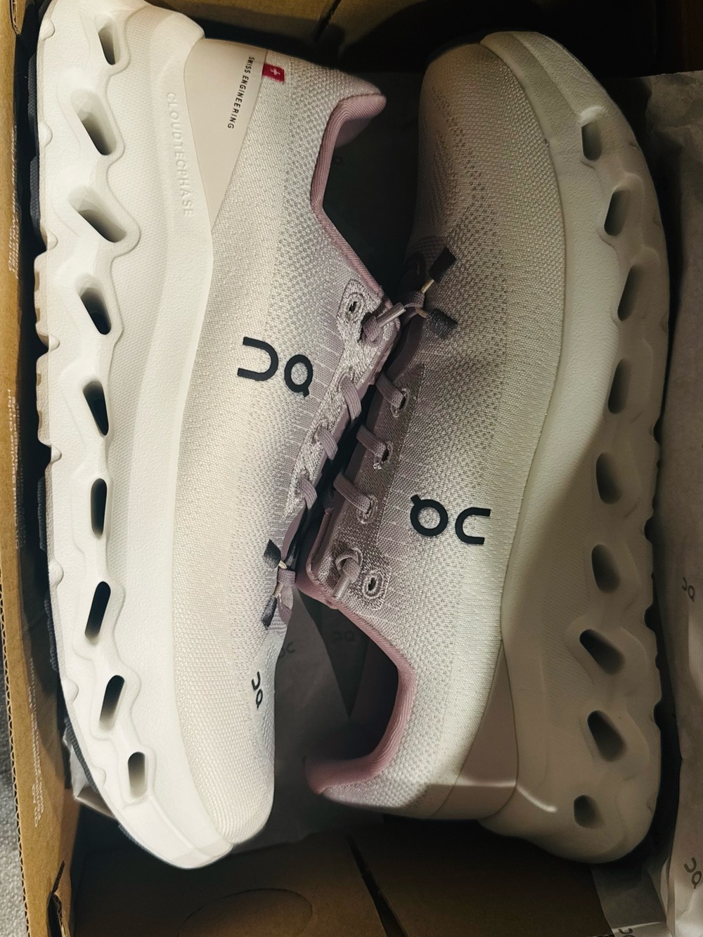 On Running Women's White and Pink Cloud Shoes